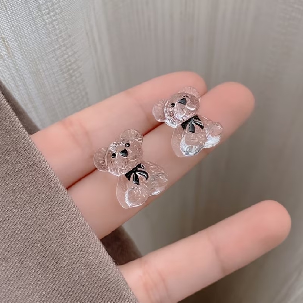 NEW Elegant Clear Bear Earrings. Unique Bear Earrings. Cute Birthday Gift 🐻 - Picture 5 of 8